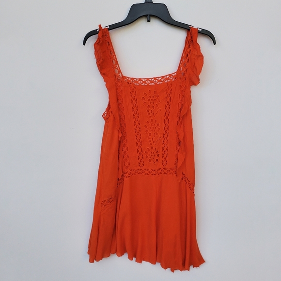 FREE People One Priscilla  Mini Dress Orange Size S - Picture 2 of 13